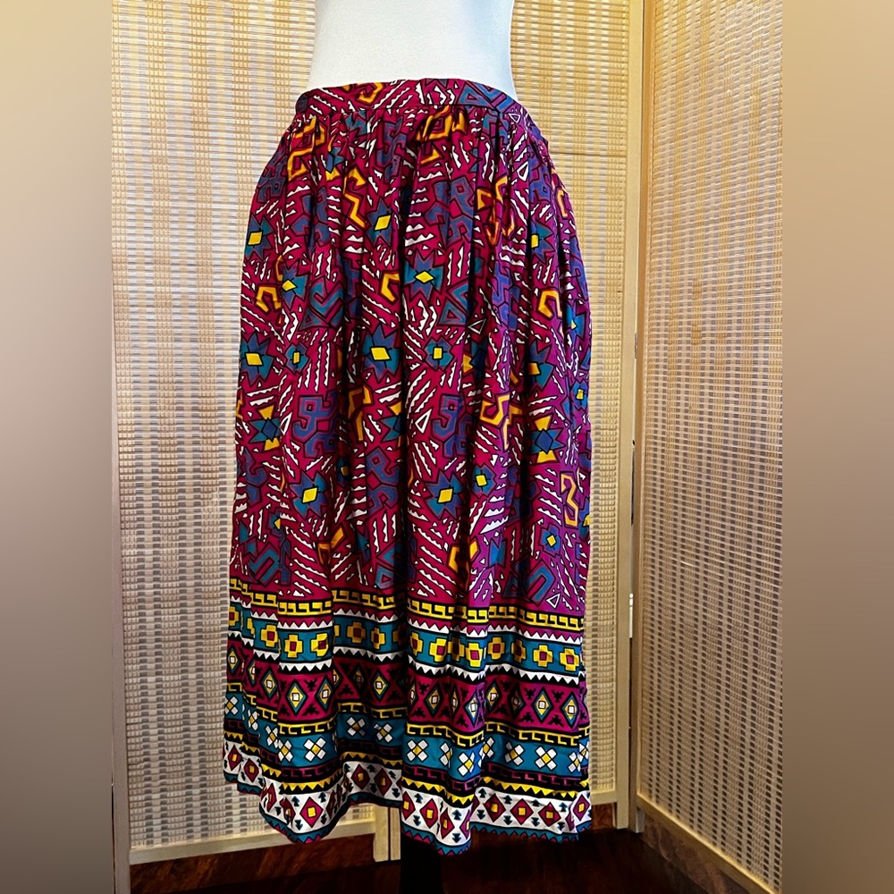 Vintage skirt hot pink, teal, yellow  fits like size 10 petite